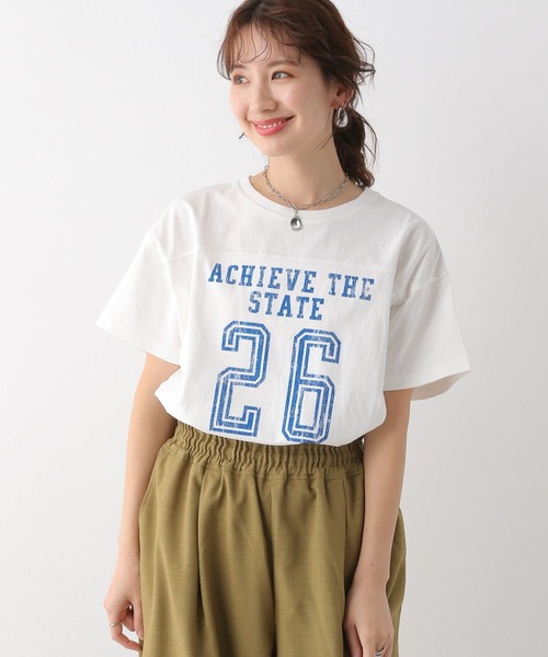 LEPSIM(レプシィム)の「ナンバリングT 115176(Tシャツ/カットソー・レディース・トップグレー/チャコールグレー/オフホワイト・FREE)」の4枚目の写真