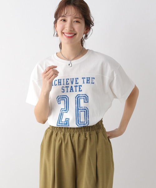 LEPSIM(レプシィム)の「ナンバリングT 115176(Tシャツ/カットソー・レディース・トップグレー/チャコールグレー/オフホワイト・FREE)」の5枚目の写真