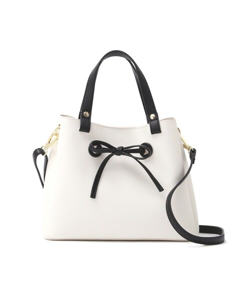 EDIT COLOGNE（エディットコロン）の「【美人百花4月号 掲載商品】リボントートバッグ（ショルダーバッグ・レディース・ベージュ/ホワイト/ブラック・ﾌﾘ-）」の8枚目の写真