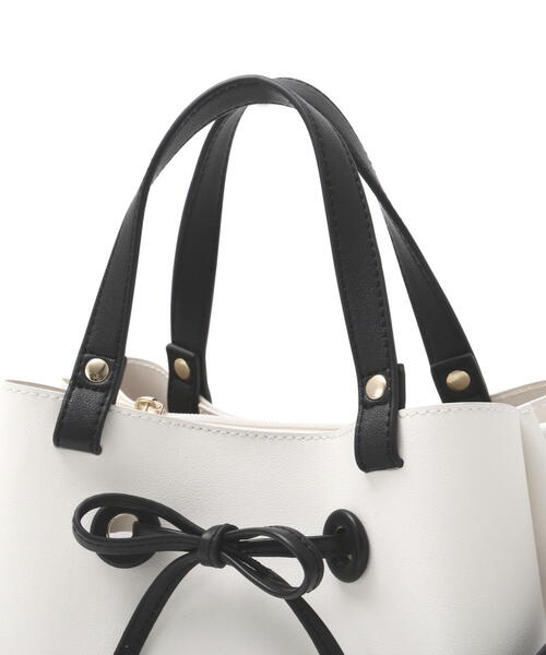 EDIT COLOGNE（エディットコロン）の「【美人百花4月号 掲載商品】リボントートバッグ（ショルダーバッグ・レディース・ベージュ/ホワイト/ブラック・ﾌﾘ-）」の11枚目の写真