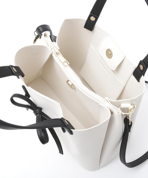 EDIT COLOGNE（エディットコロン）の「【美人百花4月号 掲載商品】リボントートバッグ（ショルダーバッグ・レディース・ベージュ/ホワイト/ブラック・ﾌﾘ-）」の15枚目の写真