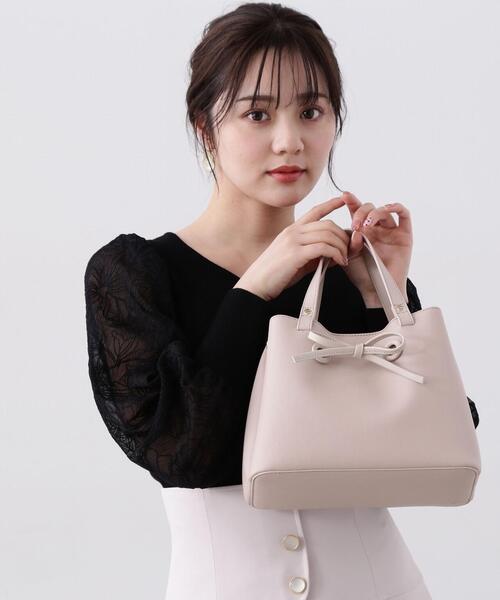 EDIT COLOGNE（エディットコロン）の「【美人百花4月号 掲載商品】リボントートバッグ（ショルダーバッグ・レディース・ベージュ/ホワイト/ブラック・ﾌﾘ-）」の17枚目の写真