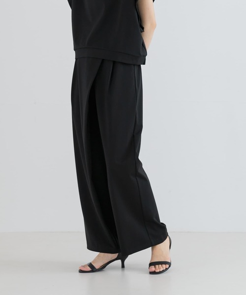 URBAN RESEARCH（アーバンリサーチ）の「『MADE IN JAPAN』ハリプルジャージーセミワイドパンツ（その他パンツ・レディース・ベージュ/ブラック・FREE）」の4枚目の写真