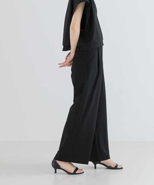 URBAN RESEARCH（アーバンリサーチ）の「『MADE IN JAPAN』ハリプルジャージーセミワイドパンツ（その他パンツ・レディース・ベージュ/ブラック・FREE）」の7枚目の写真