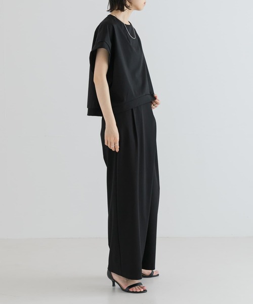 URBAN RESEARCH（アーバンリサーチ）の「『MADE IN JAPAN』ハリプルジャージーセミワイドパンツ（その他パンツ・レディース・ベージュ/ブラック・FREE）」の9枚目の写真