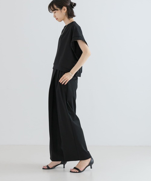 URBAN RESEARCH（アーバンリサーチ）の「『MADE IN JAPAN』ハリプルジャージーセミワイドパンツ（その他パンツ・レディース・ベージュ/ブラック・FREE）」の10枚目の写真