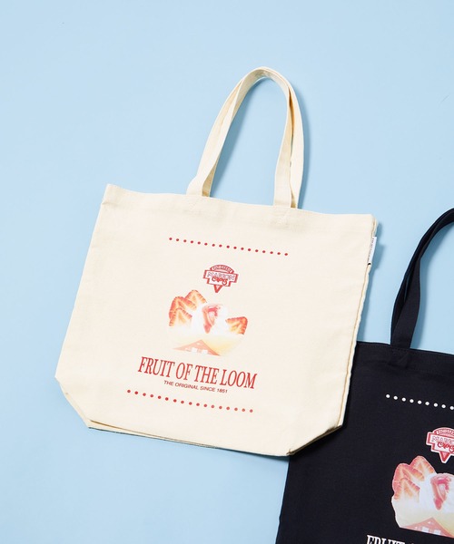 FRUIT OF THE LOOM(フルーツオブザルーム)の「【MARION CREPES × FRUIT OF THE LOOM】マリオンクレープ × フルーツオブザルーム TOTE BAG A(トートバッグ・レディース・オフホワイト/ブラック・FREE)」の2枚目の写真