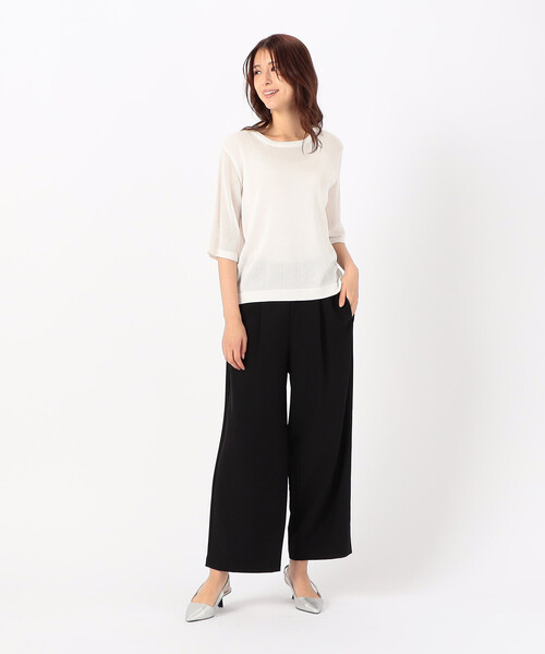 COMME CA MODELS(コムサモデルズ)の「【美しいベーシックパンツ】ポリエステルレーヨンストレッチ ワイドパンツ(スラックス・レディース・チャコール/ブラック/ベージュ/キャメル・MEDIUM/SMALL/X-LARGE/LARGE/X-SMALL)」の5枚目の写真