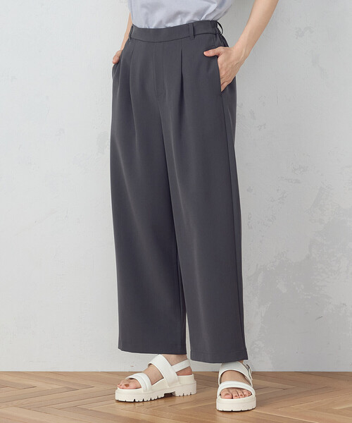 COMME CA MODELS(コムサモデルズ)の「【美しいベーシックパンツ】ポリエステルレーヨンストレッチ ワイドパンツ(スラックス・レディース・チャコール/ブラック/ベージュ/キャメル・MEDIUM/SMALL/X-LARGE/LARGE/X-SMALL)」の11枚目の写真