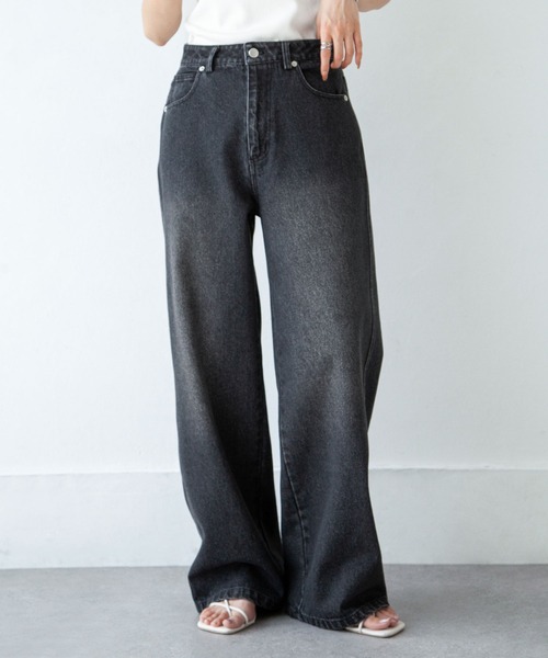 Chillfar(チルファー)の「ヴィンテージカラーワイドデニムパンツ(デニムパンツ・レディース・ブラック/サックスブルー/ブルー・MEDIUM/LARGE)」の15枚目の写真