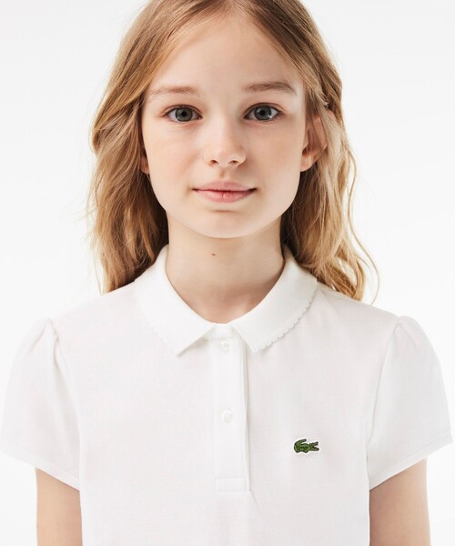 【セール】コットン鹿の子 GIRLSスカラップカラーポロシャツ（ポロシャツ）｜LACOSTE（ラコステ）