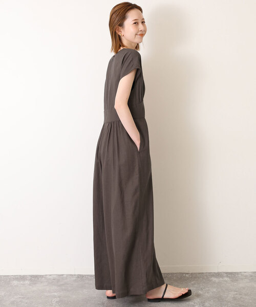 【SLOBE IENA】リネンレーヨンプリントオールインワン 美品【SLOBE IENA】リネンレーヨンプリントオールインワン