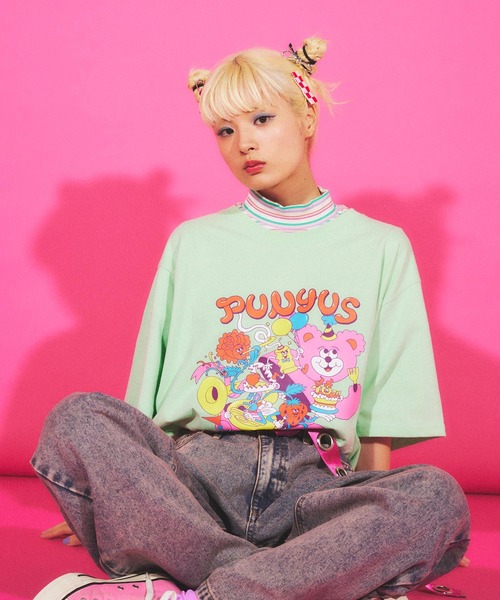 PUNYUS（プニュズ）の「10thフレンズビッグＴシャツ（Tシャツ/カットソー・レディース・サックスブルー/ホワイト/グリーン・3/4）」の3枚目の写真
