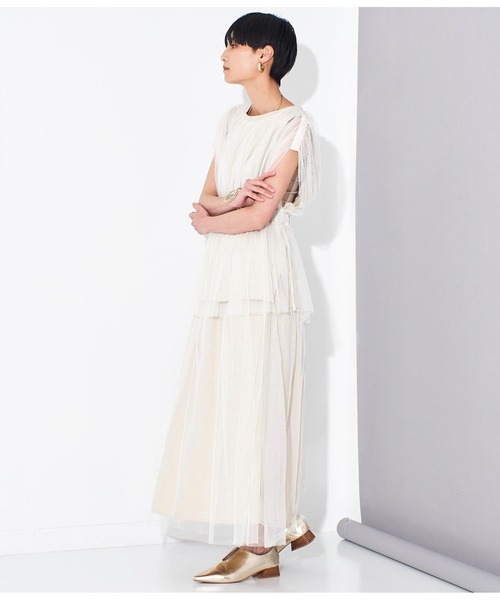 Settimissimo（セッティミッシモ）の「チュールカバードウエスト切替プルオーバー（Tシャツ/カットソー・レディース・ベージュ/ブラック・FREE）」の7枚目の写真