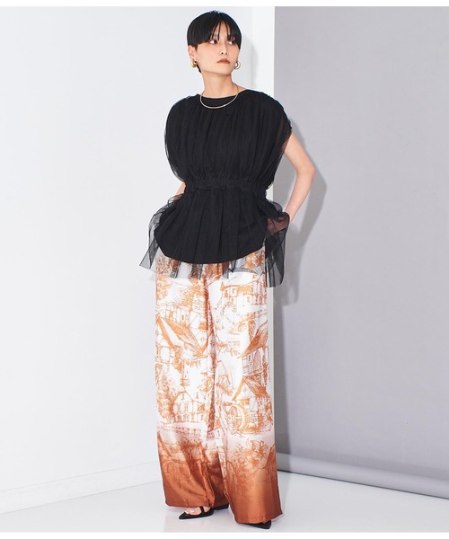 Settimissimo（セッティミッシモ）の「チュールカバードウエスト切替プルオーバー（Tシャツ/カットソー・レディース・ベージュ/ブラック・FREE）」の13枚目の写真