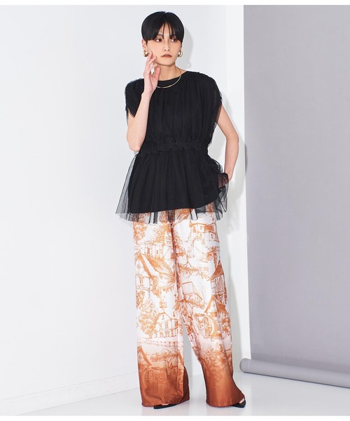 Settimissimo（セッティミッシモ）の「チュールカバードウエスト切替プルオーバー（Tシャツ/カットソー・レディース・ベージュ/ブラック・FREE）」の15枚目の写真