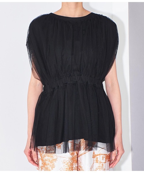 Settimissimo（セッティミッシモ）の「チュールカバードウエスト切替プルオーバー（Tシャツ/カットソー・レディース・ベージュ/ブラック・FREE）」の21枚目の写真