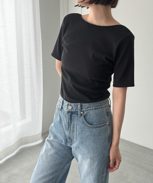 CANAL JEAN(キャナルジーン)の「BLUE BRICK バックレスTシャツ(Tシャツ/カットソー・レディース・ブラック/ブラック×ホワイト/アイボリー・ONE SIZE)」の8枚目の写真