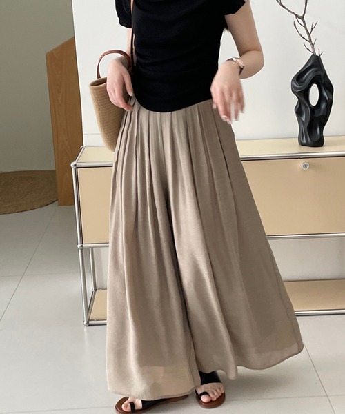 aimoha(アイモハ)の「薄手タックワイドパンツ(その他パンツ・レディース・パープル/グリーン/ベージュ・MEDIUM/LARGE)」の5枚目の写真