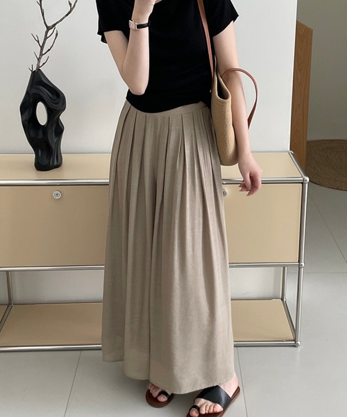 aimoha(アイモハ)の「薄手タックワイドパンツ(その他パンツ・レディース・パープル/グリーン/ベージュ・MEDIUM/LARGE)」の6枚目の写真