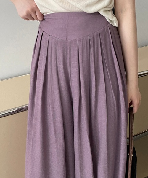 aimoha(アイモハ)の「薄手タックワイドパンツ(その他パンツ・レディース・パープル/グリーン/ベージュ・MEDIUM/LARGE)」の8枚目の写真