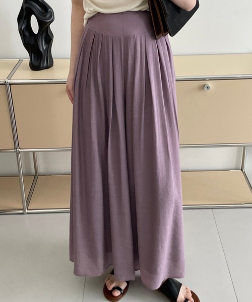 aimoha(アイモハ)の「薄手タックワイドパンツ(その他パンツ・レディース・パープル/グリーン/ベージュ・MEDIUM/LARGE)」の12枚目の写真