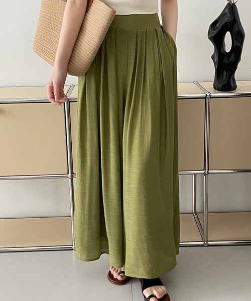 aimoha(アイモハ)の「薄手タックワイドパンツ(その他パンツ・レディース・パープル/グリーン/ベージュ・MEDIUM/LARGE)」の15枚目の写真