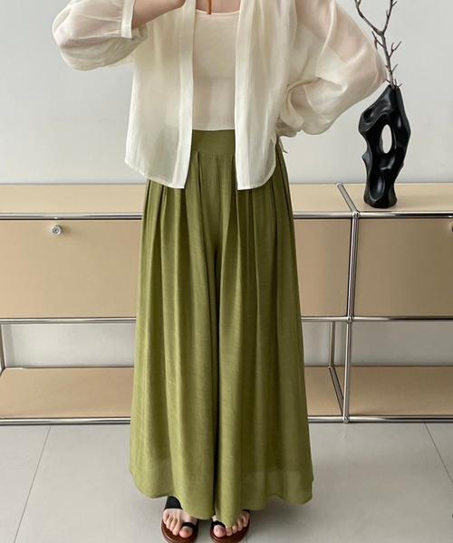 aimoha(アイモハ)の「薄手タックワイドパンツ(その他パンツ・レディース・パープル/グリーン/ベージュ・MEDIUM/LARGE)」の16枚目の写真