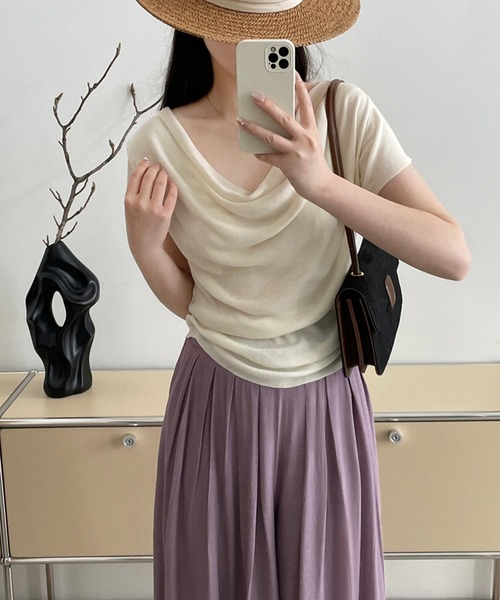 aimoha(アイモハ)の「薄手タックワイドパンツ(その他パンツ・レディース・パープル/グリーン/ベージュ・MEDIUM/LARGE)」の14枚目の写真