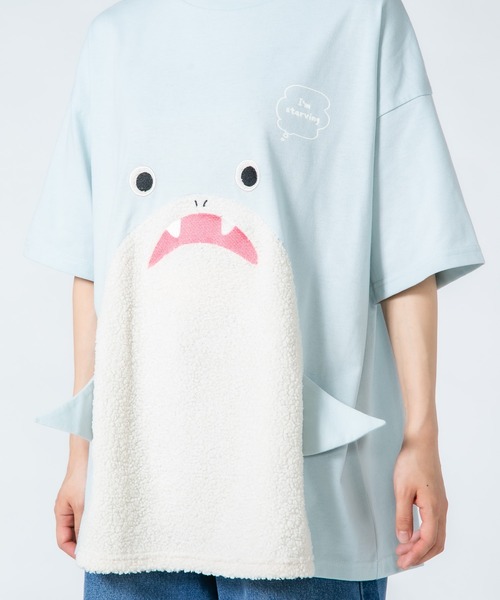 LB/S (エルビーエス)の「【Hi Hey Hoooo/ハイヘイホー】くま さめ顔どんTシャツ アニマルシリーズ(Tシャツ/カットソー・レディース・ベージュ/サックスブルー・FREE)」の2枚目の写真