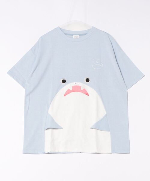 LB/S (エルビーエス)の「【Hi Hey Hoooo/ハイヘイホー】くま さめ顔どんTシャツ アニマルシリーズ(Tシャツ/カットソー・レディース・ベージュ/サックスブルー・FREE)」の21枚目の写真
