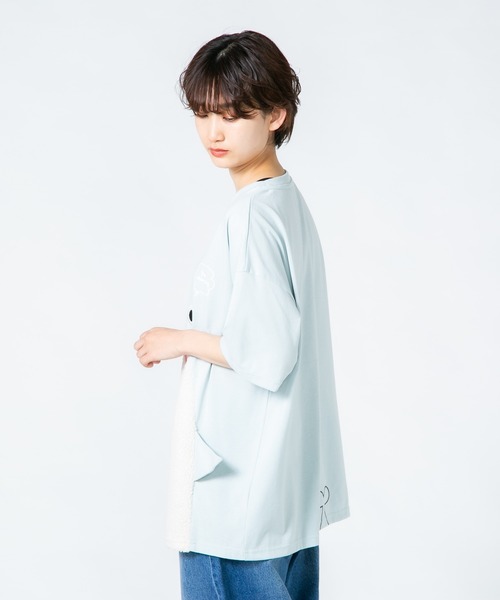 LB/S (エルビーエス)の「【Hi Hey Hoooo/ハイヘイホー】くま さめ顔どんTシャツ アニマルシリーズ(Tシャツ/カットソー・レディース・ベージュ/サックスブルー・FREE)」の6枚目の写真