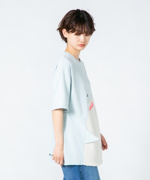 LB/S (エルビーエス)の「【Hi Hey Hoooo/ハイヘイホー】くま さめ顔どんTシャツ アニマルシリーズ(Tシャツ/カットソー・レディース・ベージュ/サックスブルー・FREE)」の8枚目の写真