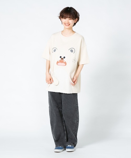 LB/S (エルビーエス)の「【Hi Hey Hoooo/ハイヘイホー】くま さめ顔どんTシャツ アニマルシリーズ(Tシャツ/カットソー・レディース・ベージュ/サックスブルー・FREE)」の17枚目の写真