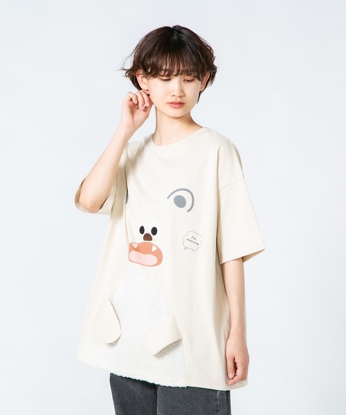 LB/S (エルビーエス)の「【Hi Hey Hoooo/ハイヘイホー】くま さめ顔どんTシャツ アニマルシリーズ(Tシャツ/カットソー・レディース・ベージュ/サックスブルー・FREE)」の15枚目の写真