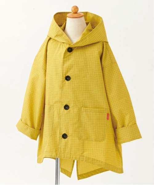 392 plusm（サンキューニプリュスエム）の「392plusm　サンキューニ プリュス エム:check kids coat　チェック　こども用 キッズ レインコート（レインコート/ポンチョ・キッズ・ベージュ/イエロー/ダークグリーン/ライトブルー・FREE）」の4枚目の写真