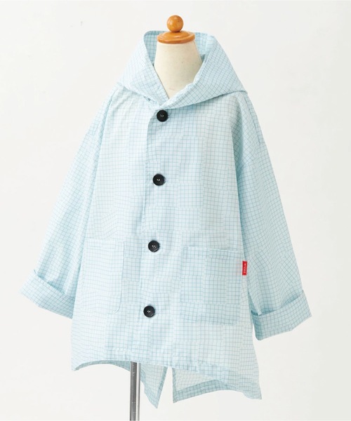 392 plusm（サンキューニプリュスエム）の「392plusm　サンキューニ プリュス エム:check kids coat　チェック　こども用 キッズ レインコート（レインコート/ポンチョ・キッズ・ベージュ/イエロー/ダークグリーン/ライトブルー・FREE）」の3枚目の写真