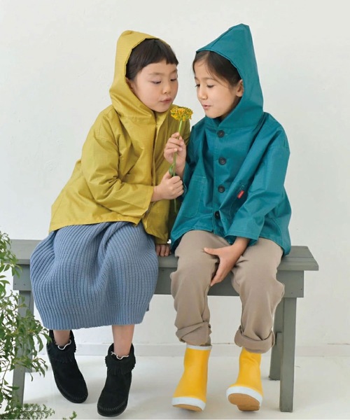 392 plusm（サンキューニプリュスエム）の「392plusm　サンキューニ プリュス エム:check kids coat　チェック　こども用 キッズ レインコート（レインコート/ポンチョ・キッズ・ベージュ/イエロー/ダークグリーン/ライトブルー・FREE）」の9枚目の写真