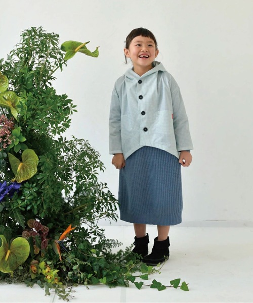 392 plusm（サンキューニプリュスエム）の「392plusm　サンキューニ プリュス エム:check kids coat　チェック　こども用 キッズ レインコート（レインコート/ポンチョ・キッズ・ベージュ/イエロー/ダークグリーン/ライトブルー・FREE）」の10枚目の写真