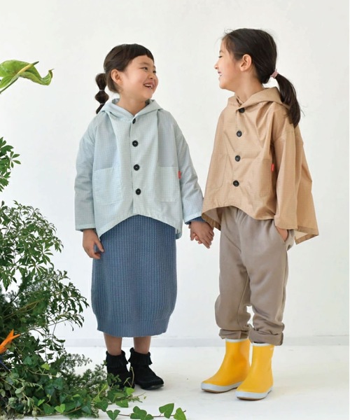 392 plusm（サンキューニプリュスエム）の「392plusm　サンキューニ プリュス エム:check kids coat　チェック　こども用 キッズ レインコート（レインコート/ポンチョ・キッズ・ベージュ/イエロー/ダークグリーン/ライトブルー・FREE）」の12枚目の写真