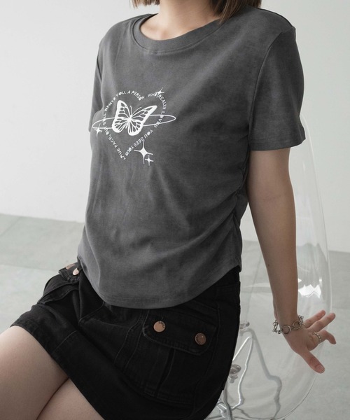 dispark（ディスパーク）の「DISPARK/メタリックバタフライサークルロゴT（Tシャツ/カットソー・レディース・スミクロ/アイボリー・FREE）」の9枚目の写真