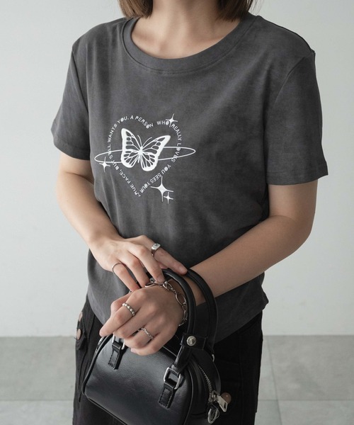 dispark（ディスパーク）の「DISPARK/メタリックバタフライサークルロゴT（Tシャツ/カットソー・レディース・スミクロ/アイボリー・FREE）」の11枚目の写真