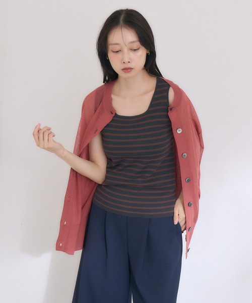 KATHARINE ROSS（キャサリンロス）の「【KATHARINE ROSS】ボーダースクエアニットタンクトップ（タンクトップ・レディース・チャコールグレー・MEDIUM）」の11枚目の写真