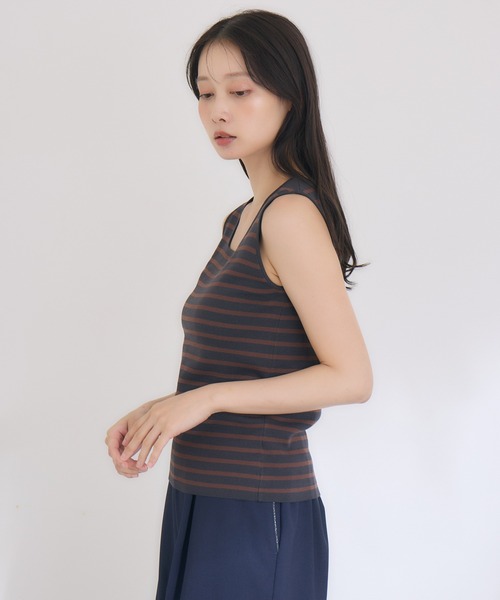 KATHARINE ROSS（キャサリンロス）の「【KATHARINE ROSS】ボーダースクエアニットタンクトップ（タンクトップ・レディース・チャコールグレー・MEDIUM）」の13枚目の写真