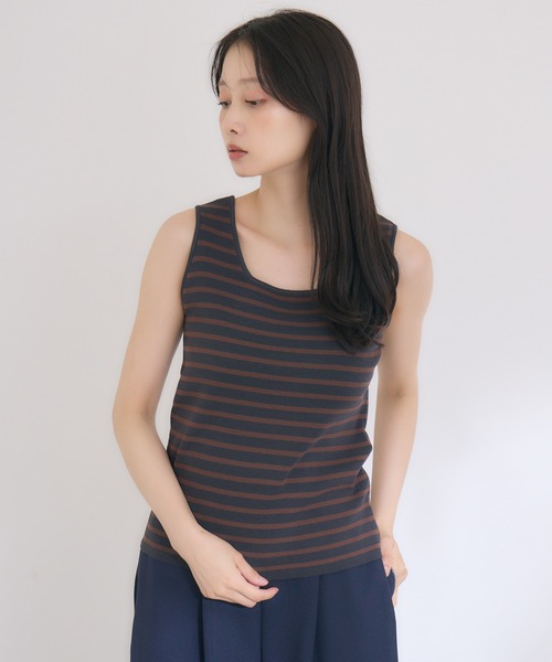 KATHARINE ROSS（キャサリンロス）の「【KATHARINE ROSS】ボーダースクエアニットタンクトップ（タンクトップ・レディース・チャコールグレー・MEDIUM）」の16枚目の写真