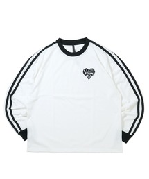 Starting Over | oversize sleeve line ringer long sleeve T-shirt/オーバーサイズ 袖ライン フロント刺繍 リンガー ロングスリーブTシャツ(Tシャツ/カットソー)