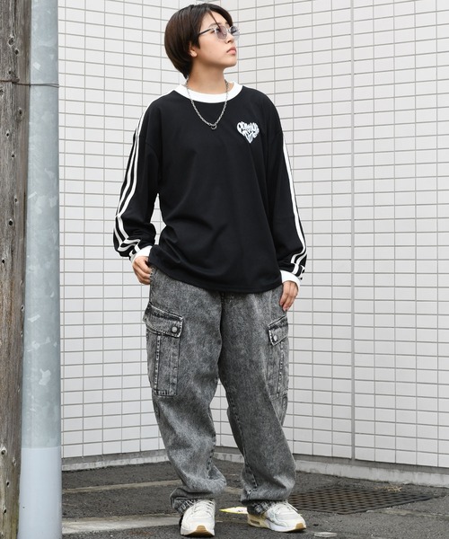 Starting Over（スターティングオーバー）の「oversize sleeve line ringer long sleeve T-shirt/オーバーサイズ 袖ライン ワンポイント ロゴ 刺繍 リンガー ロングスリーブTシャツ（Tシャツ/カットソー・メンズ・ブラック系その他/ブラック/ホワイト/ホワイト系その他・S/M/L/XL）」の15枚目の写真