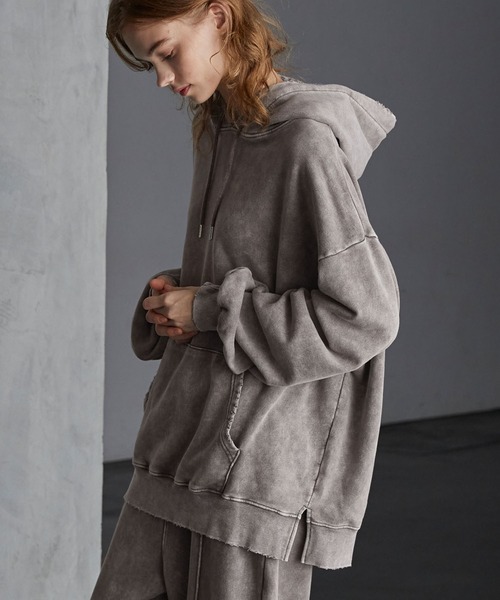 【SERACE】Heavy weight vintage design pigment damage hoodie / ヘビーウェイトヴィンテージデザインピグメントダメージパーカー（パーカー）｜SERACE（セラス）