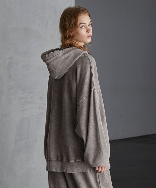 【SERACE】Heavy weight vintage design pigment damage hoodie / ヘビーウェイトヴィンテージデザインピグメントダメージパーカー（パーカー）｜SERACE（セラス）