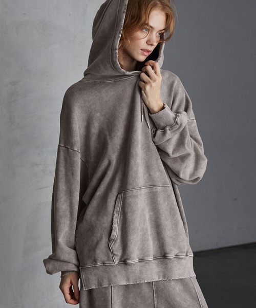 【SERACE】Heavy weight vintage design pigment damage hoodie / ヘビーウェイトヴィンテージデザインピグメントダメージパーカー（パーカー）｜SERACE（セラス）